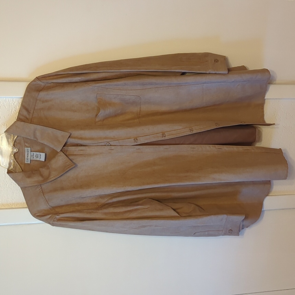 Catherines Light Brown Suede Like Shirt Jacket